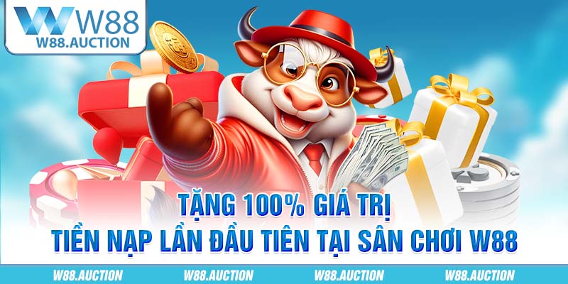 Tặng 100% giá trị tiền nạp lần đầu tiên tại sân chơi W88